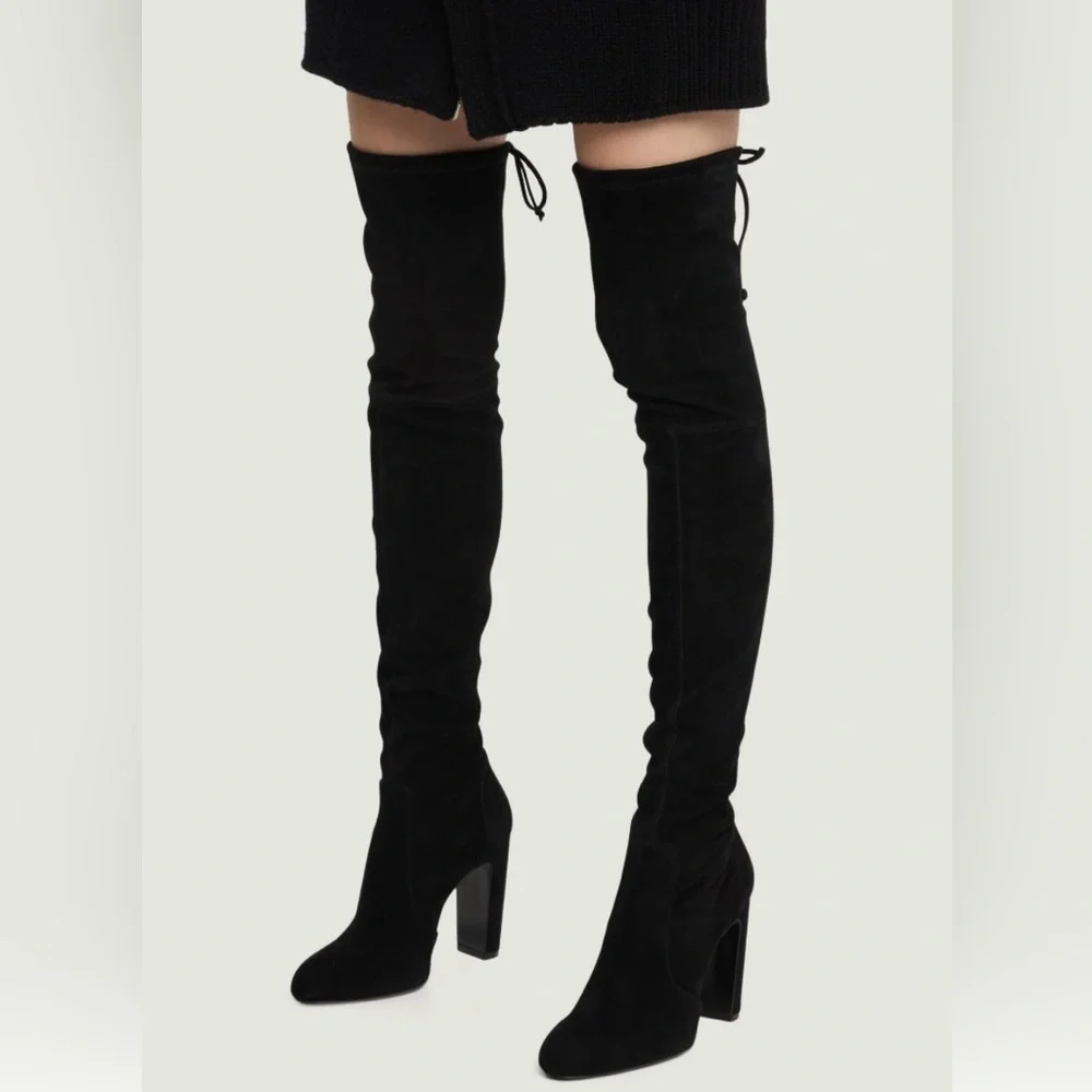 Stuart Weitzmen Black Vidaland 100MM Suede Over-the-Knee Boots